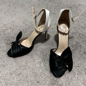 Black and White Ankle Strap Stiletto Heels